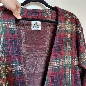 UNIF over sized long plaid cardigan